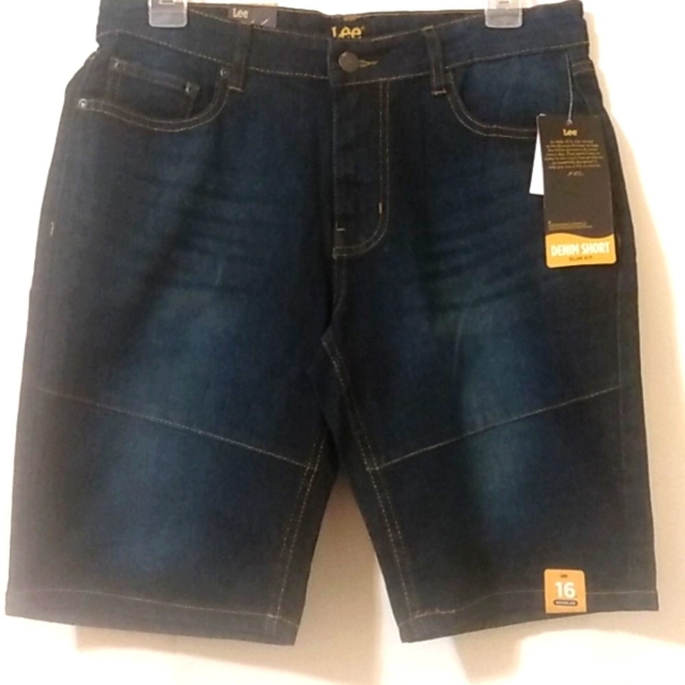 LEE BOY'S SLIM FIT COMFORT STRETCH DENIM SHORTS SIZE 16 NWT